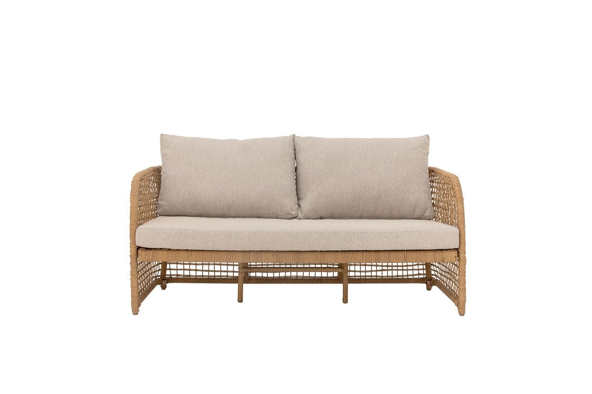 Luxusbetten24 Bata Garten-Sofa Polyrattan Naturton Komfortabel Outdoor Design