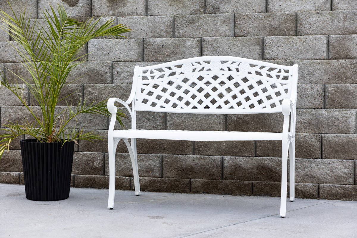 Luxusbetten24 Adria Gartenbank Witterungsbeständige Aluminium Weiß