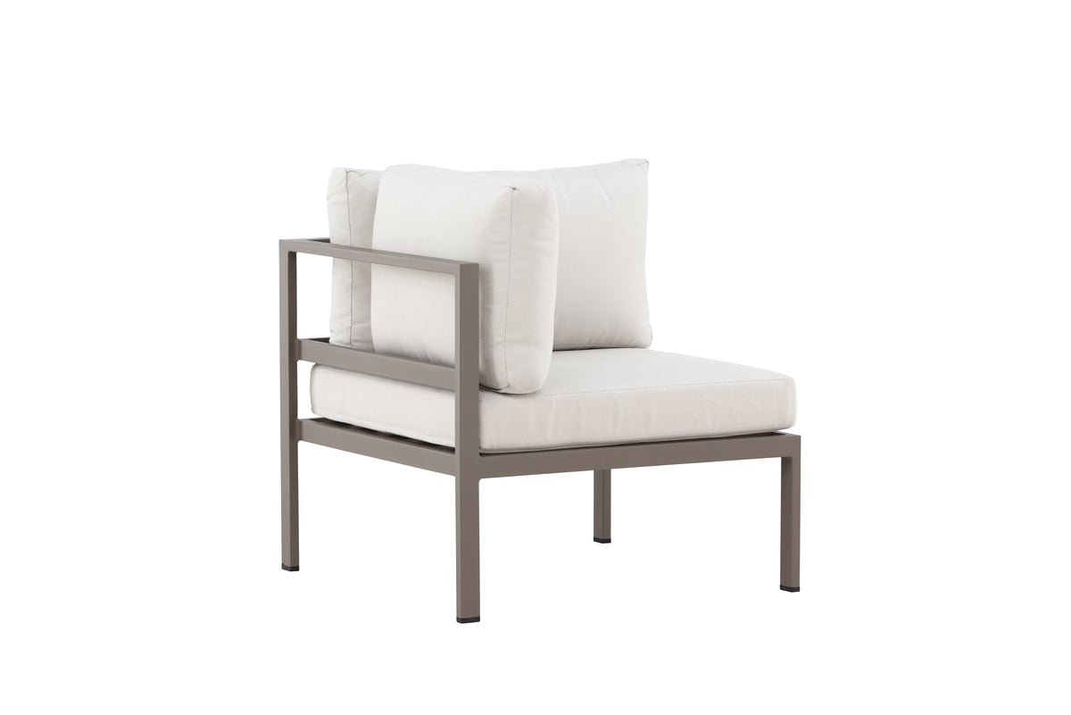 Borelio Eckmodul Gartenbank aus Aluminium, Außenbereich, Khaki & Beige
