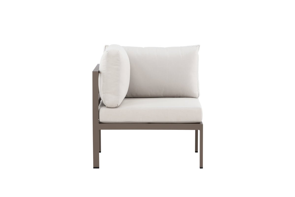 Borelio Eckmodul Gartenbank aus Aluminium, Außenbereich, Khaki & Beige
