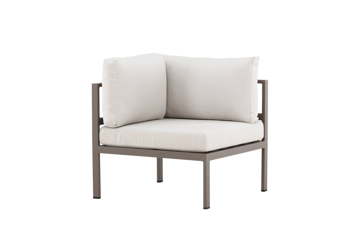 Borelio Eckmodul Gartenbank aus Aluminium, Außenbereich, Khaki & Beige