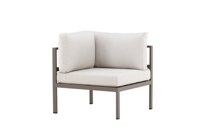 Borelio Eckmodul Gartenbank aus Aluminium, Außenbereich, Khaki & Beige