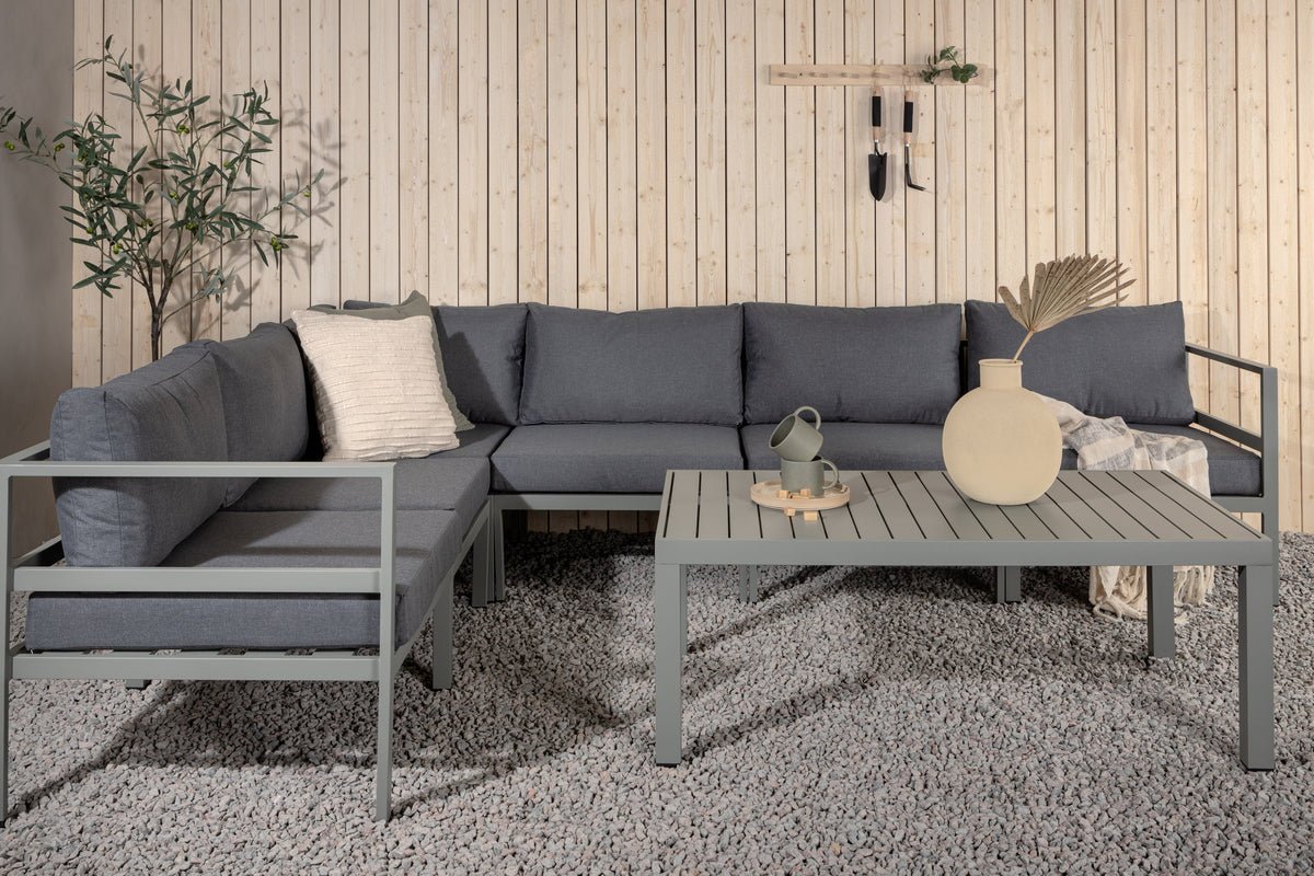 Borelio Eckmodul Gartenbank aus Aluminium, Außenbereich, Khaki & Beige