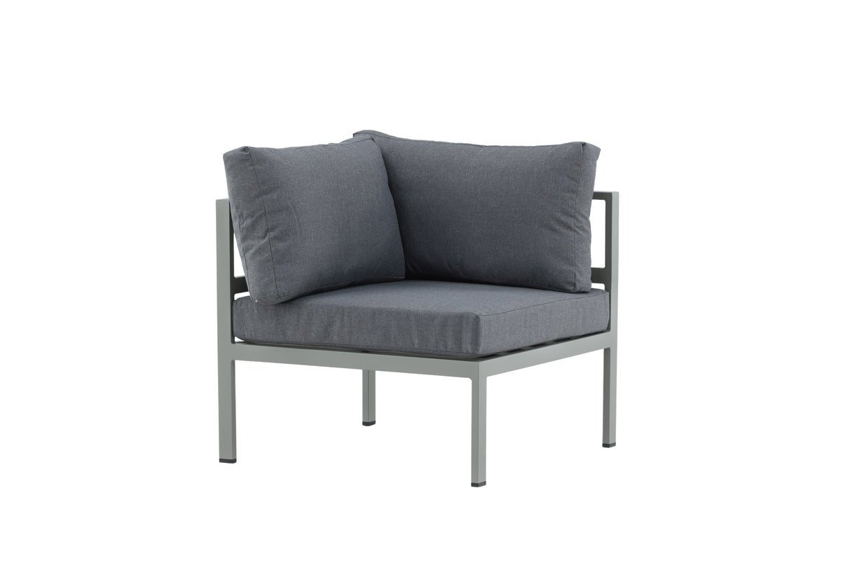 Borelio Eckmodul Gartenbank aus Aluminium, Außenbereich, Khaki & Beige