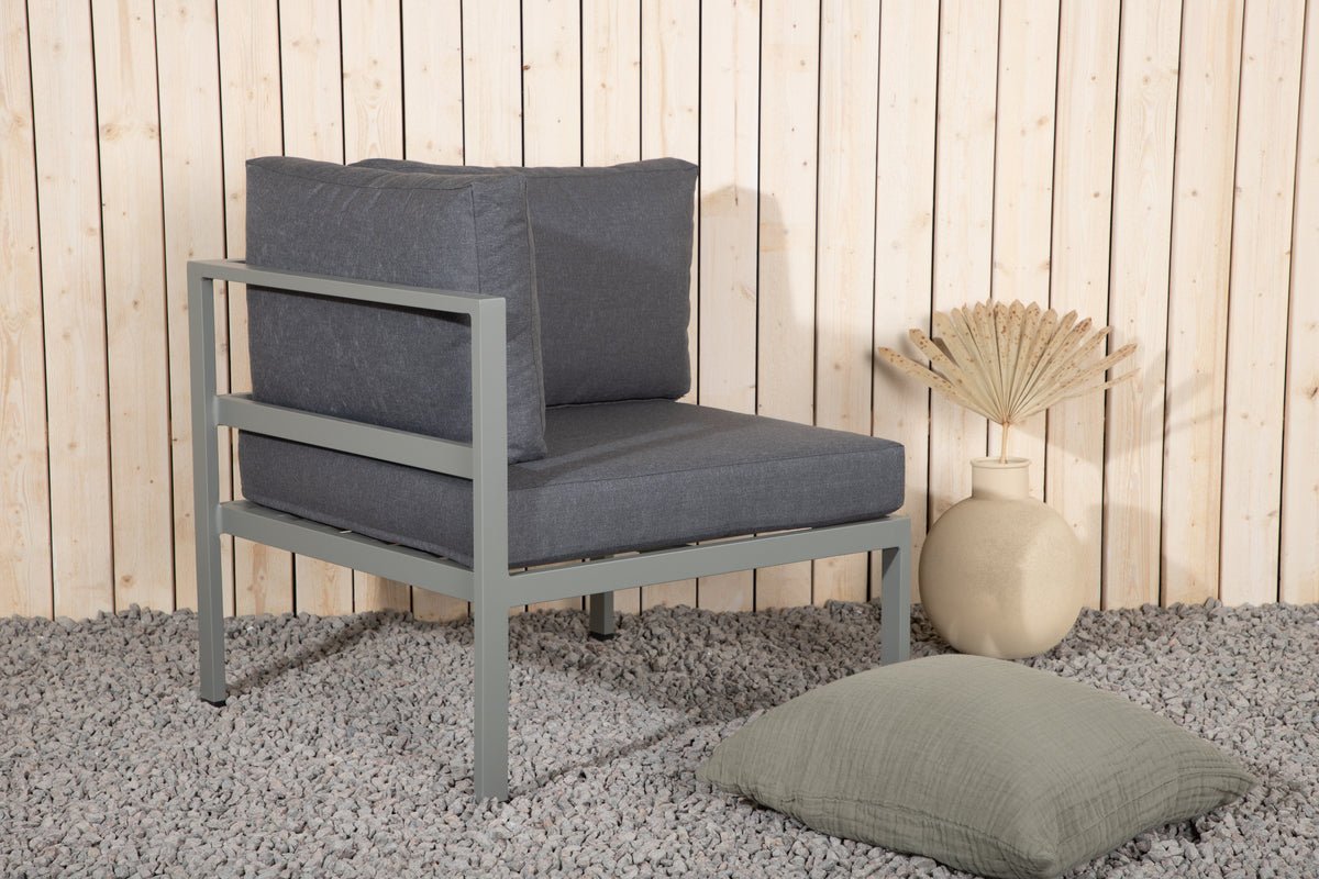 Borelio Eckmodul Gartenbank aus Aluminium, Außenbereich, Khaki & Beige