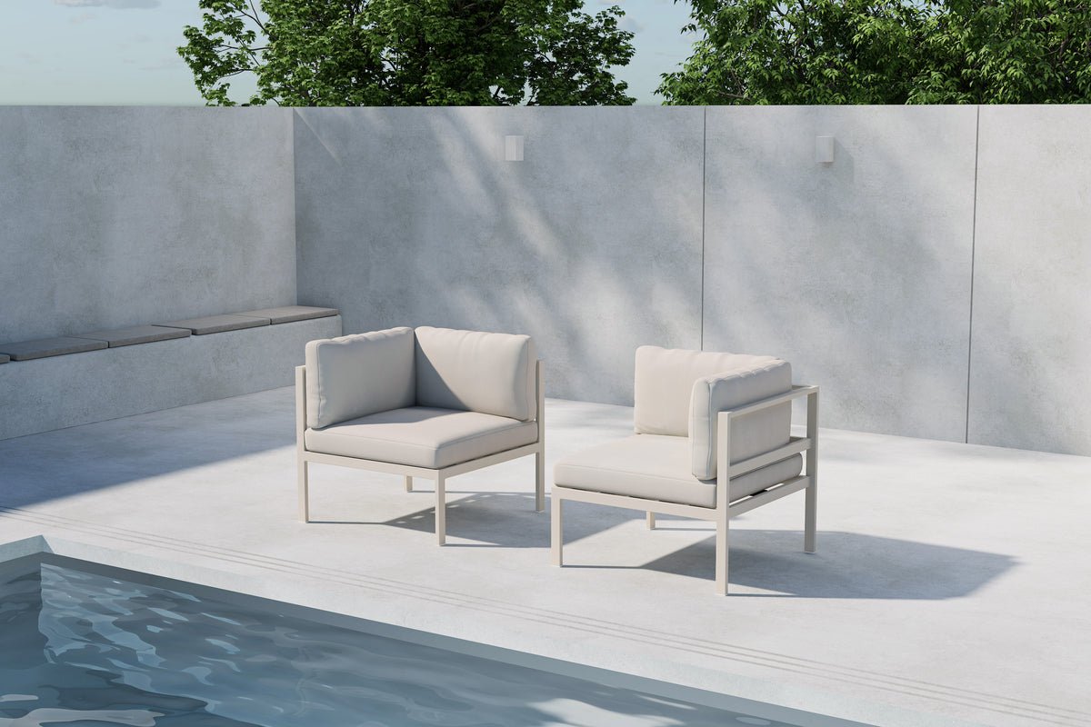 Luxusbetten24 Gartenbank Eckmodul Nero Aluminium Schwarz Braun Beige