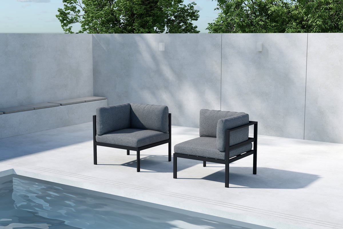 Luxusbetten24 Gartenbank Eckmodul Nero Aluminium Schwarz Braun Beige