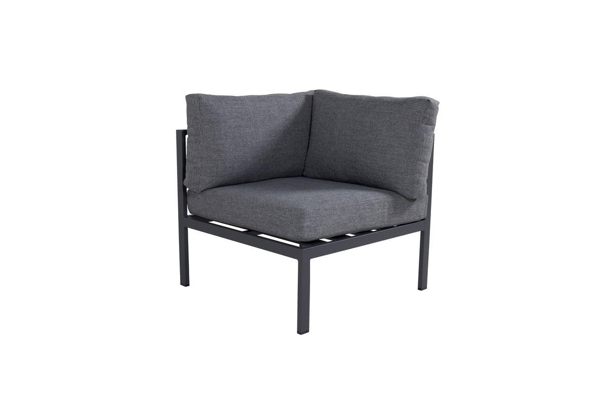 Luxusbetten24 Gartenbank Eckmodul Nero Aluminium Schwarz Braun Beige