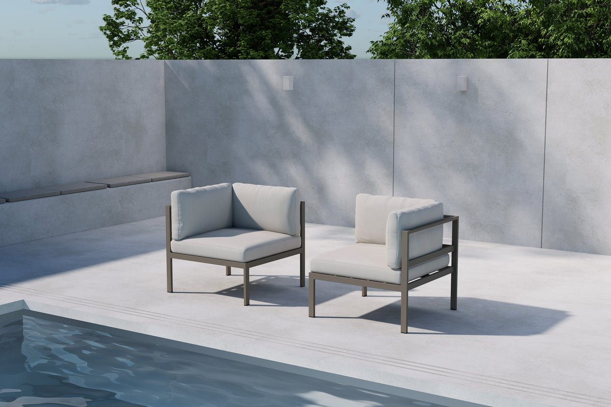 Luxusbetten24 Gartenbank Eckmodul Nero Aluminium Schwarz Braun Beige