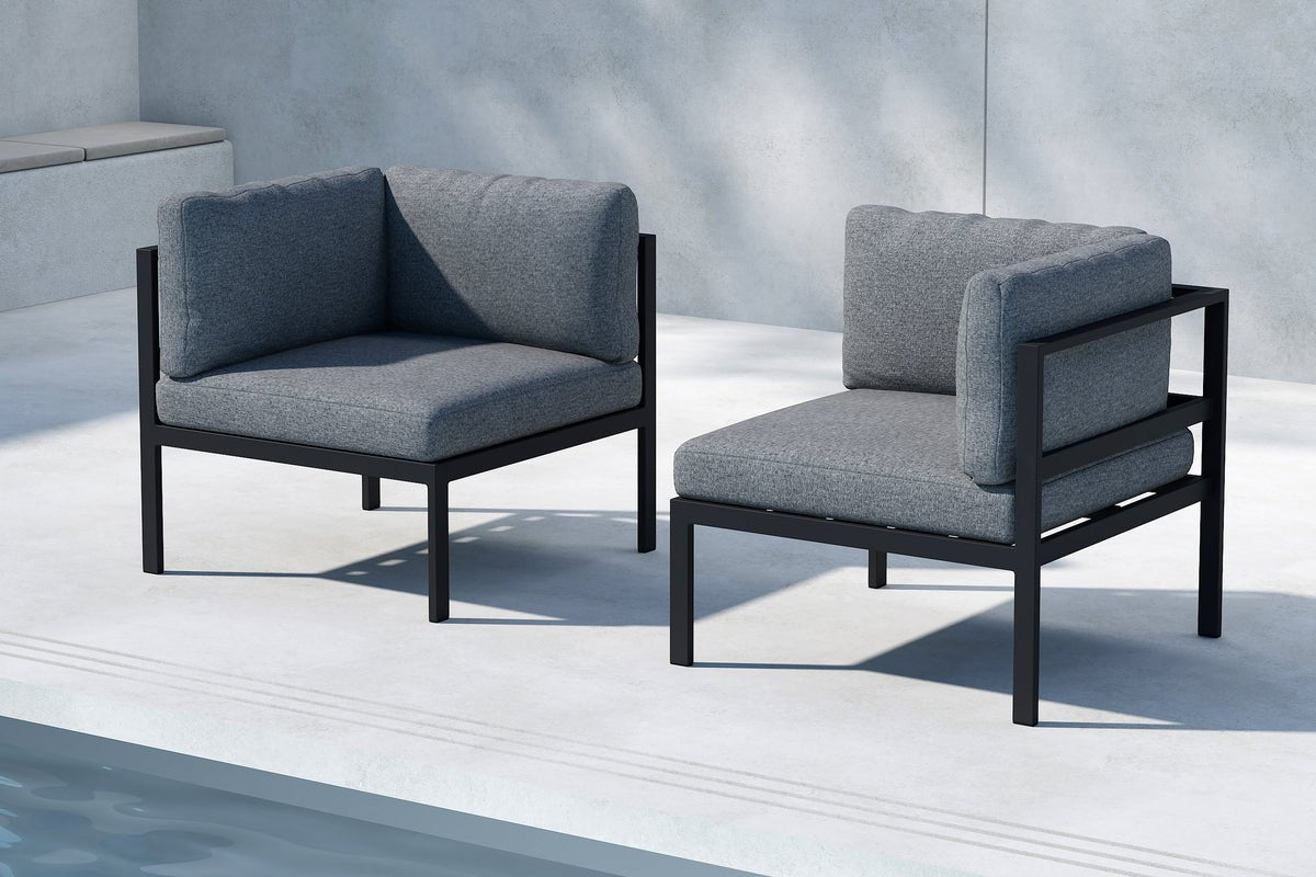 Luxusbetten24 Gartenbank Eckmodul Nero Aluminium Schwarz Braun Beige