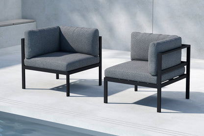 Luxusbetten24 Gartenbank Eckmodul Nero Aluminium Schwarz Braun Beige