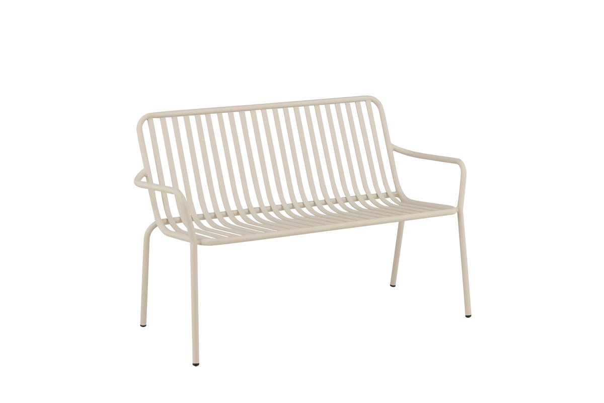 Luxusbetten24 Rover Gartenbank Aluminiumoptik Beige