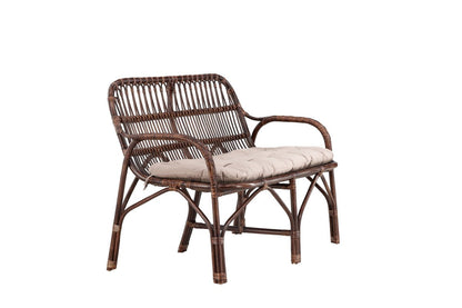 Luxusbetten24 Tobias Gartenbank Rattan, Dunkelwalnuss, Braun
