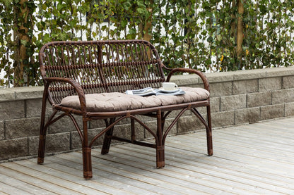 Luxusbetten24 Tobias Gartenbank Rattan, Dunkelwalnuss, Braun