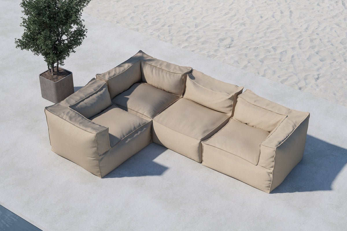 Alvani Modulares Gartensofa aus Beige Olefin