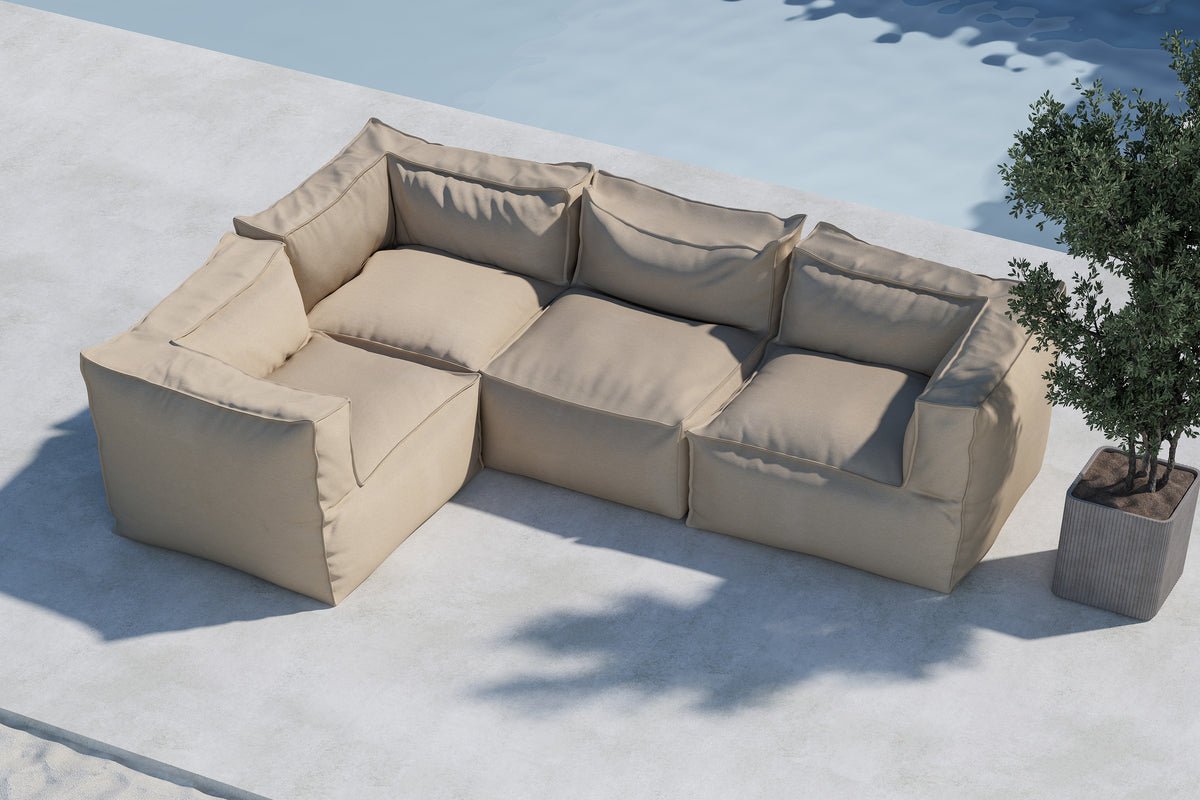 Alvani Modulares Gartensofa aus Beige Olefin