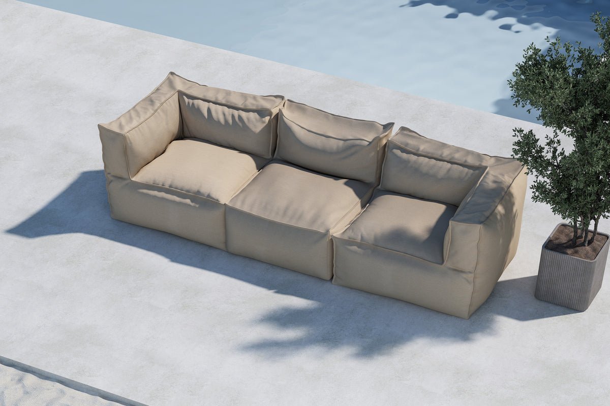 Luxusbetten24 Bravaro Gartensofa Modulares Olefin Beige