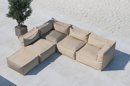 Luxusbetten24 Calvero Gartensofa Modulares Sofa aus Beigem Olefin