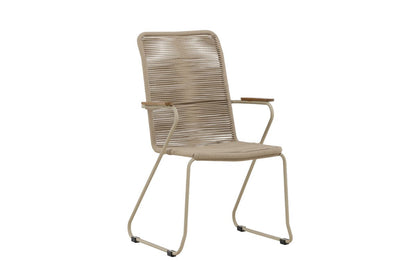 Luxusbetten24 Sila Gartenstuhl mit Holzakzenten, Schwarz/Beige für Außen