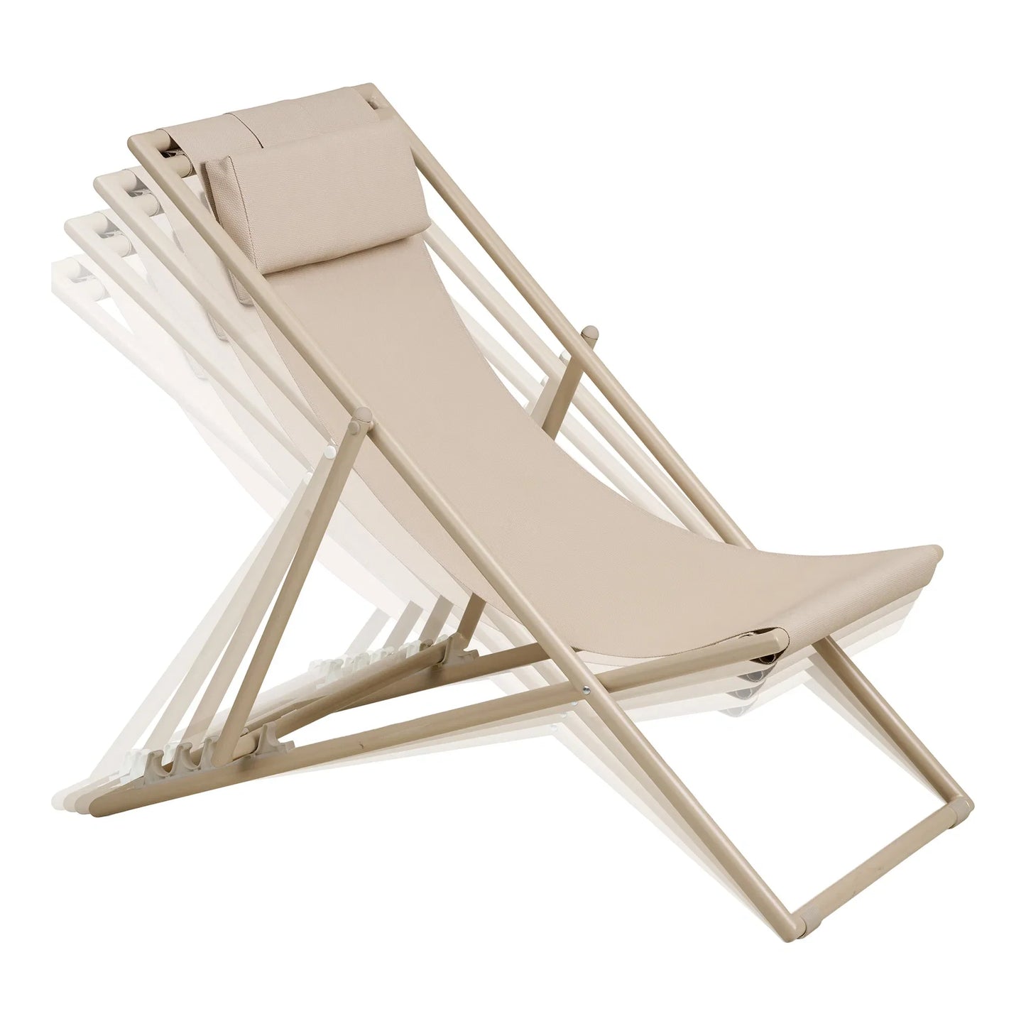 Luxusbetten24 Solento Gartenstuhl klappbar 4‑fach verstellbare Rückenlehne Beige