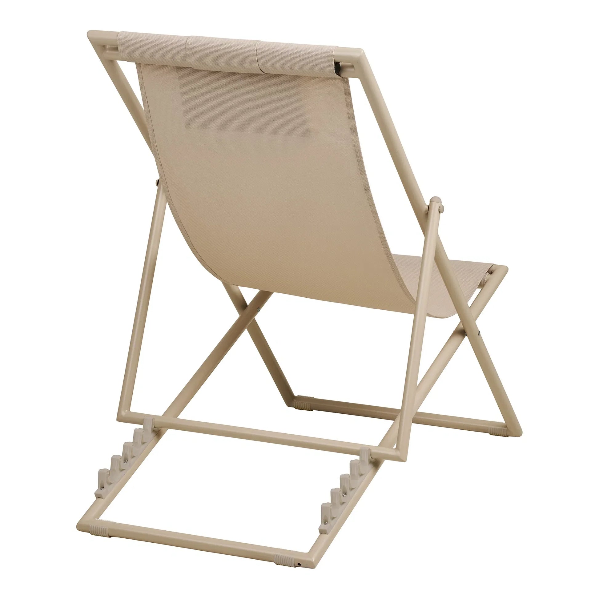 Luxusbetten24 Solento Gartenstuhl klappbar 4‑fach verstellbare Rückenlehne Beige