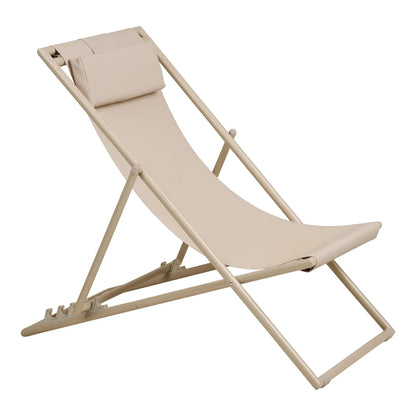 Luxusbetten24 Solento Gartenstuhl klappbar 4‑fach verstellbare Rückenlehne Beige