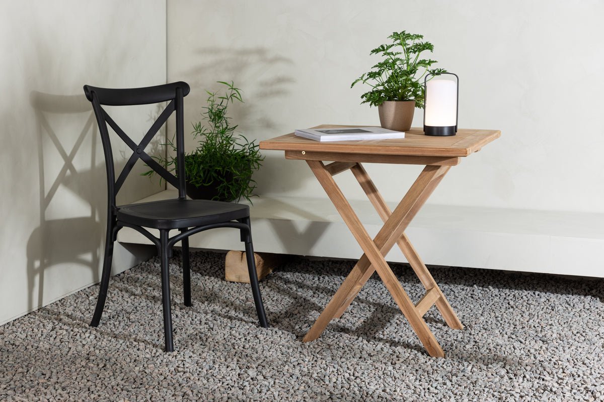 Luxusbetten24 Arvo Gartentisch, Quadratischer Café-Tisch aus Teakholz, Natur