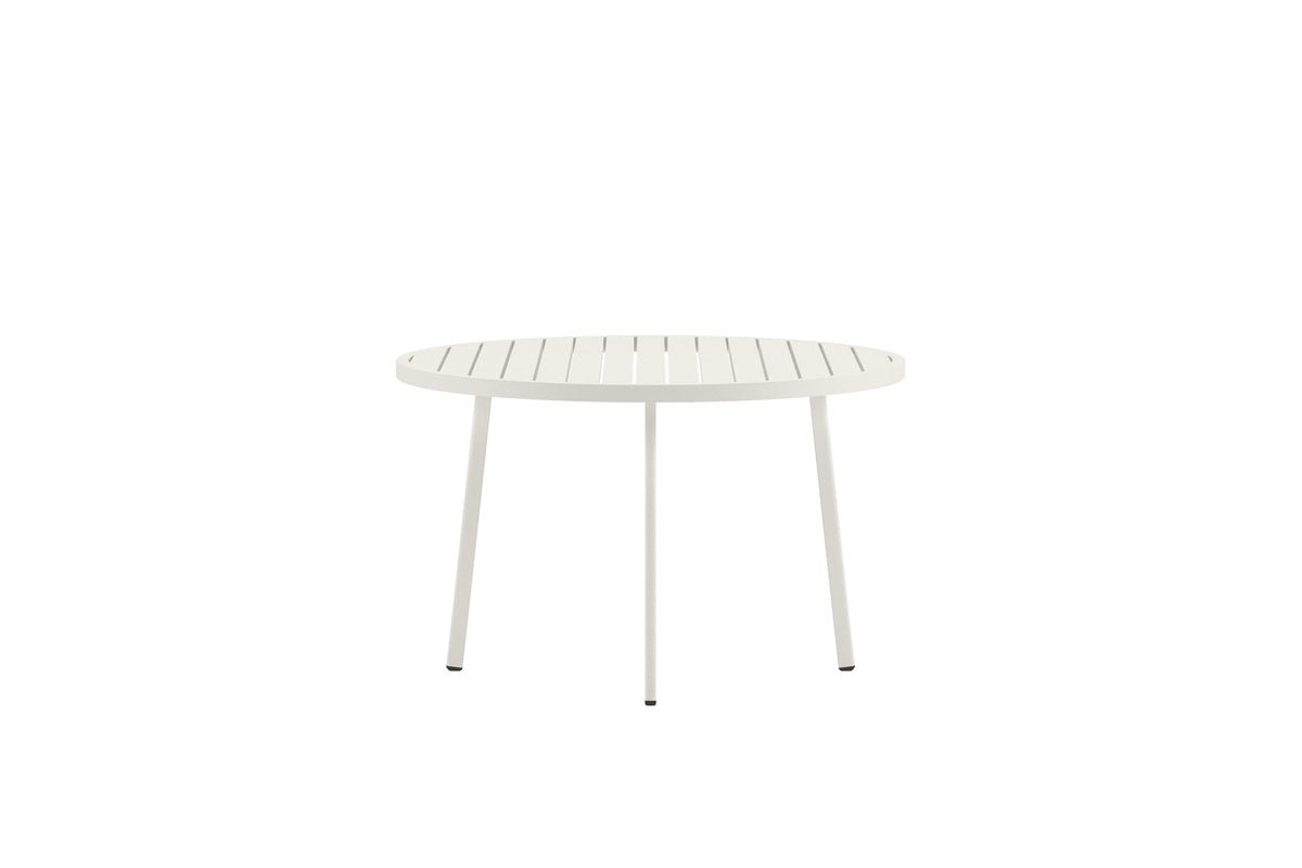 Luxusbetten24 Avessa Runder Gartentisch aus Beige Aluminium Outdoor