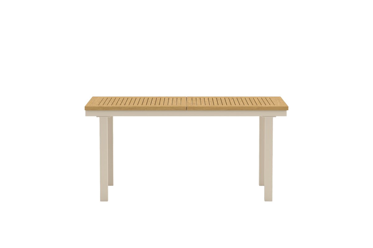 Luxusbetten24 Zanero Gartentisch Alu Rahmen, Teakholzplatte, Naturoptik, Garten