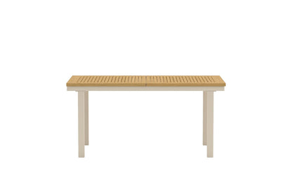 Luxusbetten24 Zanero Gartentisch Alu Rahmen, Teakholzplatte, Naturoptik, Garten
