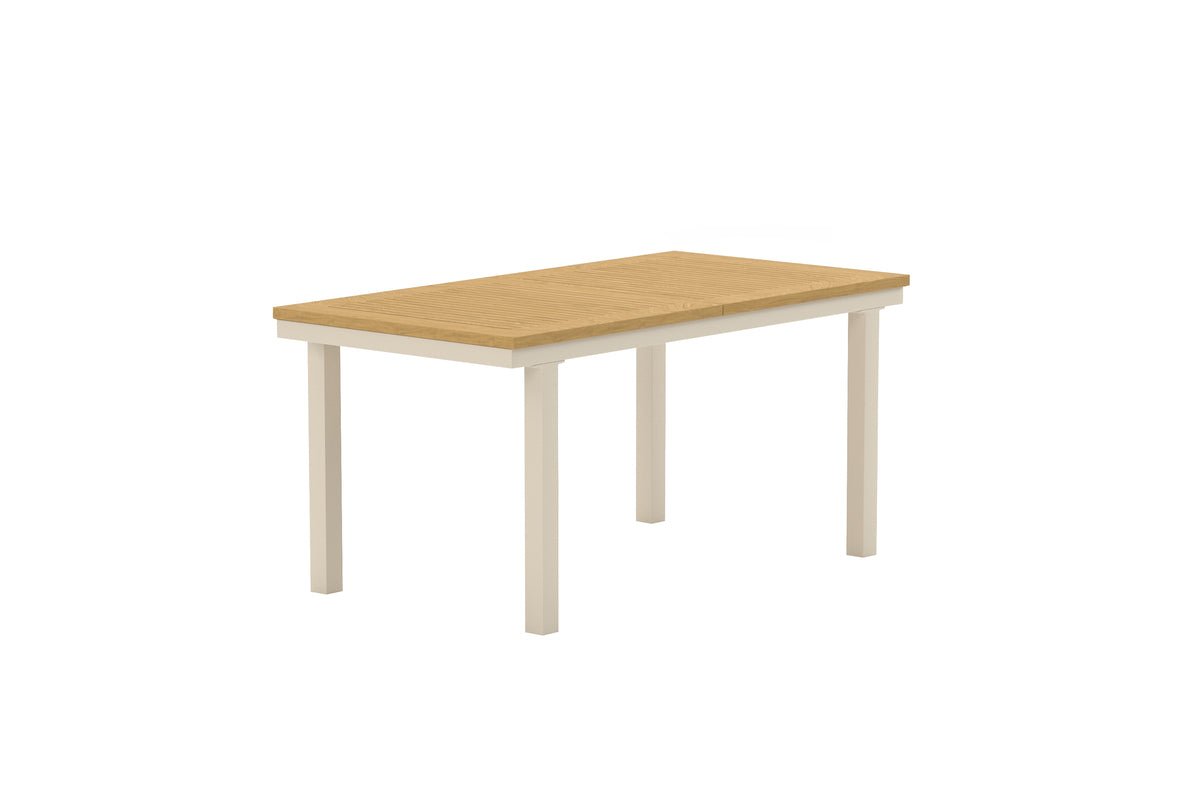 Luxusbetten24 Zanero Gartentisch Alu Rahmen, Teakholzplatte, Naturoptik, Garten