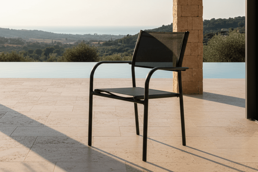 Ira 2er Set Gartenstuhl – Eleganter Schwarzer Aluminium Look