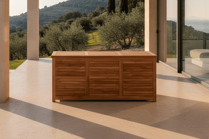 Luxusbetten24 Sorine Garten Kissenbox aus Teakholz 60x130x50 Cm