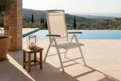 Luxusbetten24 2er Set Gartenstuhl Kara Aluminium Verstellbar Weiß