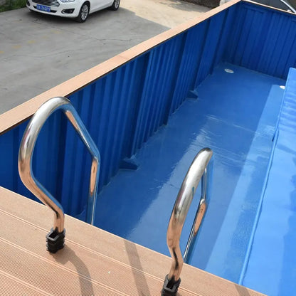 Container Pool 11,8 m aus verzinktem Stahl mit Glasfaserbecken und integriertem Spa‑Jacuzzi 3,0×2,5 m