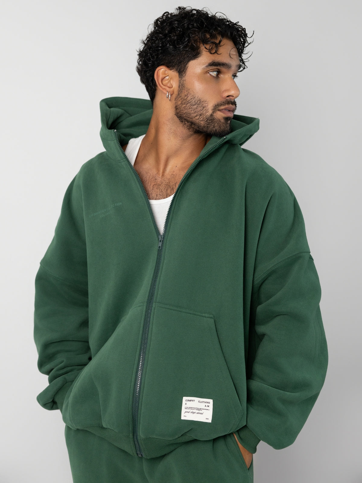 Comfrt Affirmation Zip Hoodie Oversized Soft Unisex Maroon