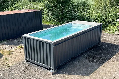 Contenedores Ejido Piscina Contenitore 20 Piedi Jet Natación Grigio