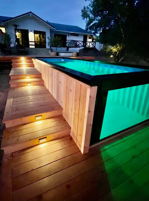 Contenedores Ejido Piscina Contenitore Premium con Parete in Vetro Marrone
