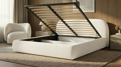 Luxusbetten24 Luma Designer Polsterbett Bouclé mit Stauraum Schlafzimmer