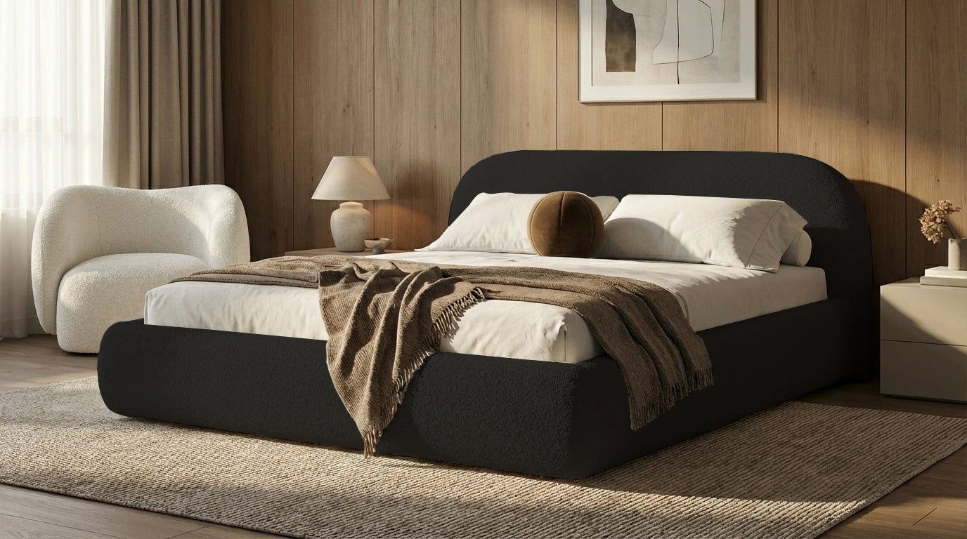 Luxusbetten24 Luma Designer Polsterbett Bouclé mit Stauraum Schlafzimmer