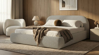 Luxusbetten24 Luma Designer Polsterbett Bouclé mit Stauraum Schlafzimmer