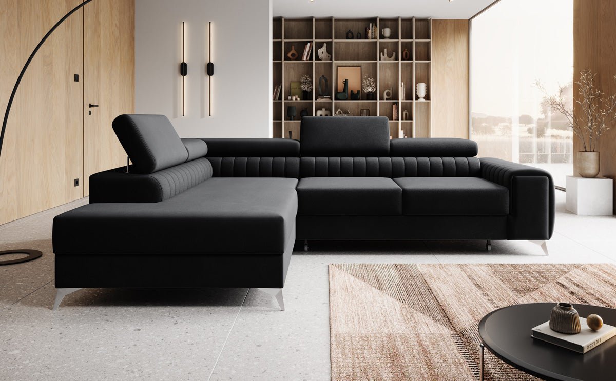 Luxusbetten24 Aurea L Sofa mit Schlaf- und Klappfunktion in Samt