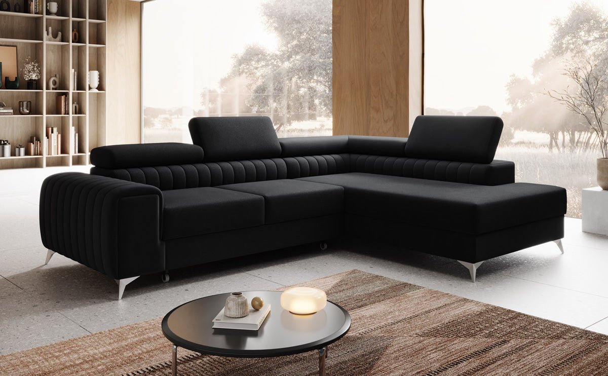 Luxusbetten24 Aurea L Sofa mit Schlaf- und Klappfunktion in Samt