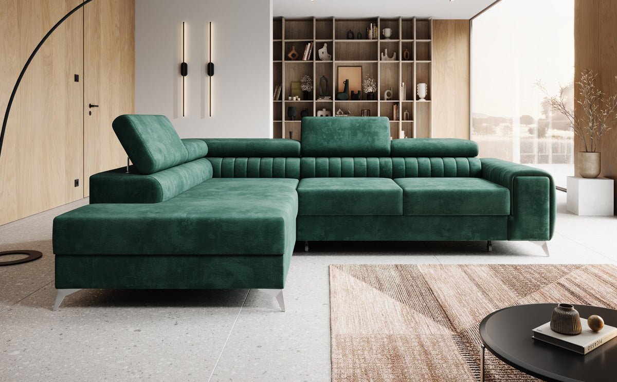 Luxusbetten24 Aurea L Sofa mit Schlaf- und Klappfunktion in Samt