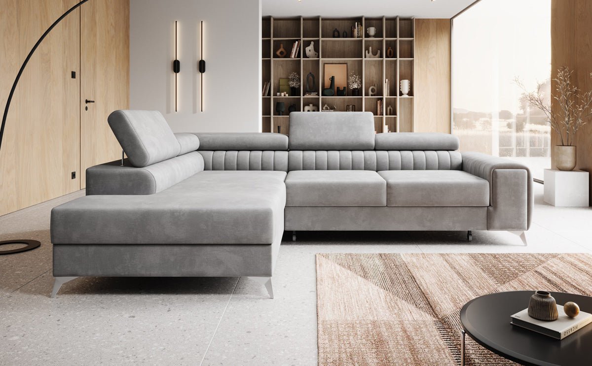 Luxusbetten24 Aurea L Sofa mit Schlaf- und Klappfunktion in Samt