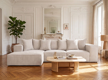 Luxusbetten24 Designer Largo L Cord Sofa, Beige Links