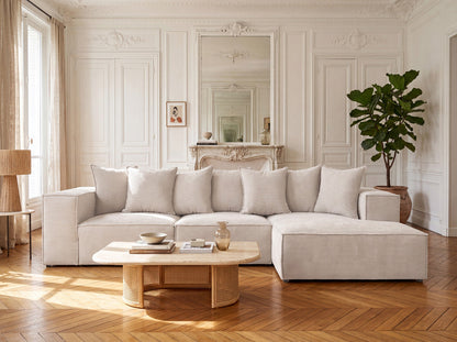 Luxusbetten24 Designer Largo L Cord Sofa, Beige Links