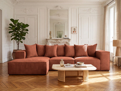 Luxusbetten24 Designer Largo L Cord Sofa, Beige Links