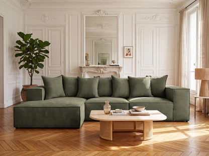 Luxusbetten24 Designer Largo L Cord Sofa, Beige Links