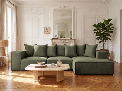 Luxusbetten24 Designer Largo L Cord Sofa, Beige Links